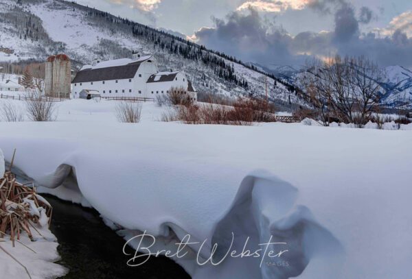 White Barn Snow Dreams Horizontal